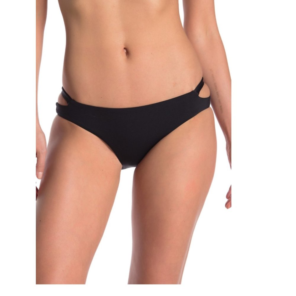 BECCA Black Hipster Cutout Side Tab Bikini Bottoms